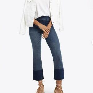 Spanx Cropped Flare Jeans Medium Blue Wash Smoothing Stretch Denim Size Large